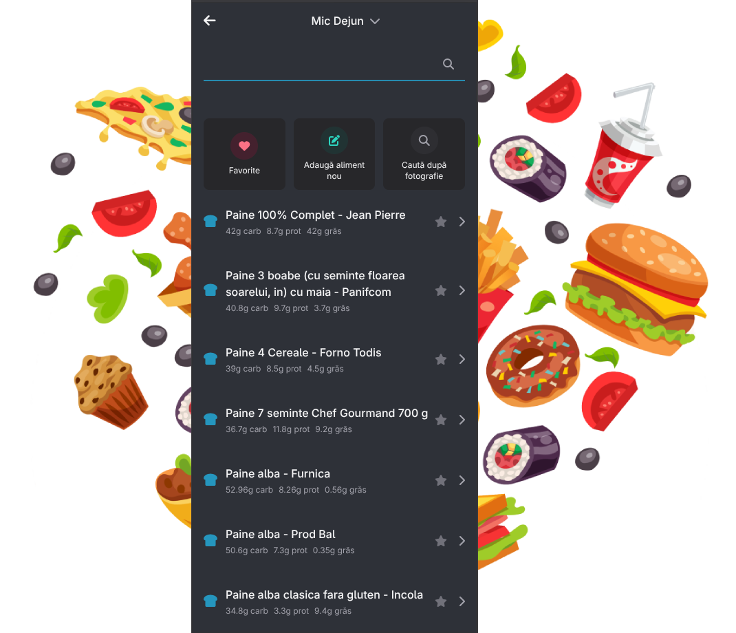 Bază de date alimente